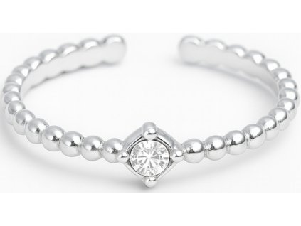 Strieborny prsten s cirym zirkonom a gulockovym vzorom.