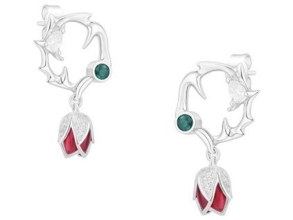 damske strieborne nausnice cervena ruza