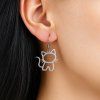 damske ocelove nausnice zena ucho strieborna farba Cute Cat