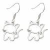 damske ocelove nausnice strieborna farba Cute Cat