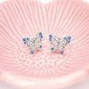 damske strieborne nausnice ruzovy tanier motyle azuru