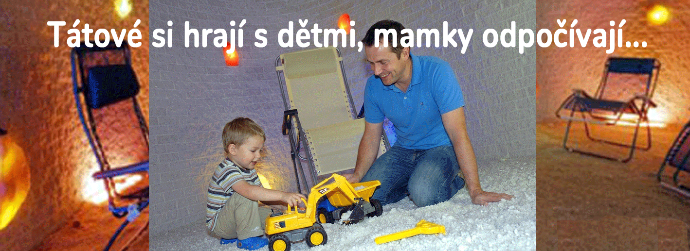 Hraní dětí s tátou v solné jeskyni letňany
