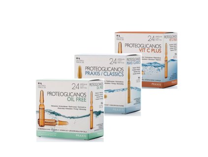 Praxis proteoglicanos classics modré 24 amp. + Vit. C 24 amp. + Oil free 24 amp.