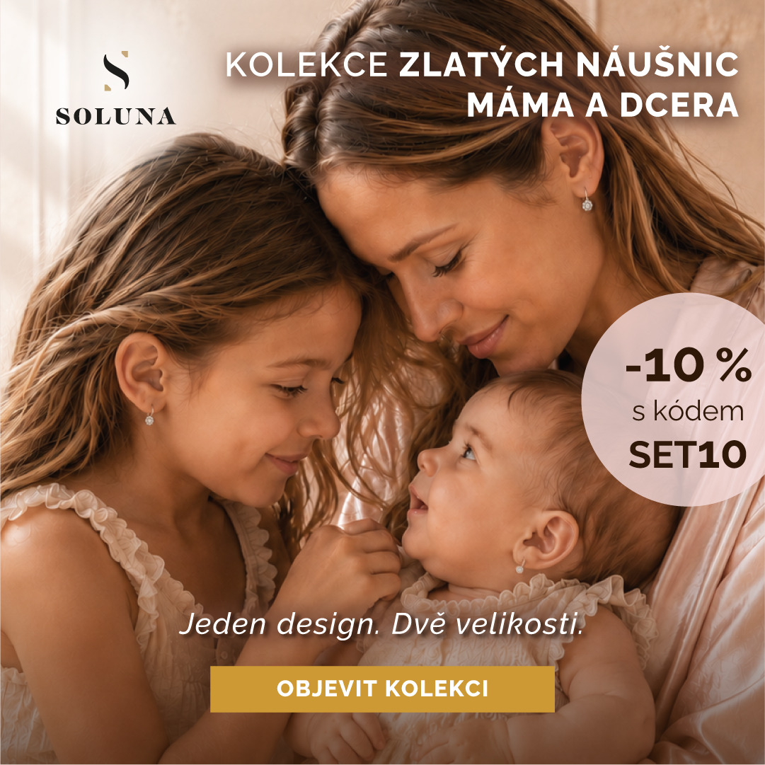 Kolekce zlatých náušnic Máma a dcera