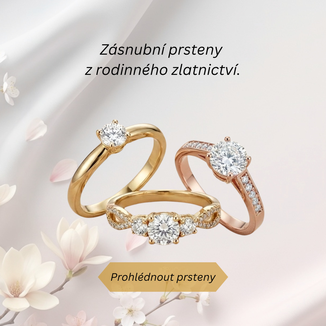 Zásnubní zlaté prsteny s diamanty a zirkony - žluté, bílé a růžové zlato