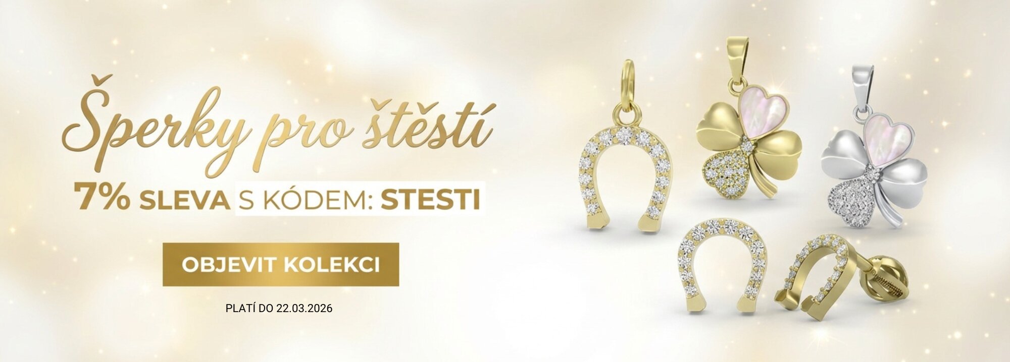 Šperky pro radost - zlaté, čtyřlístek, podkova, beruška