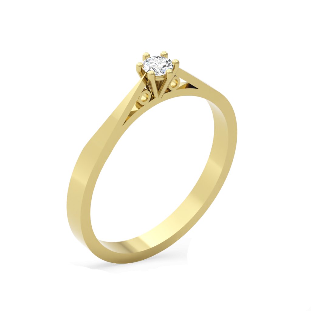 Nadčasový zlatý prsten se zirkonem TEKLA small žluté zlato