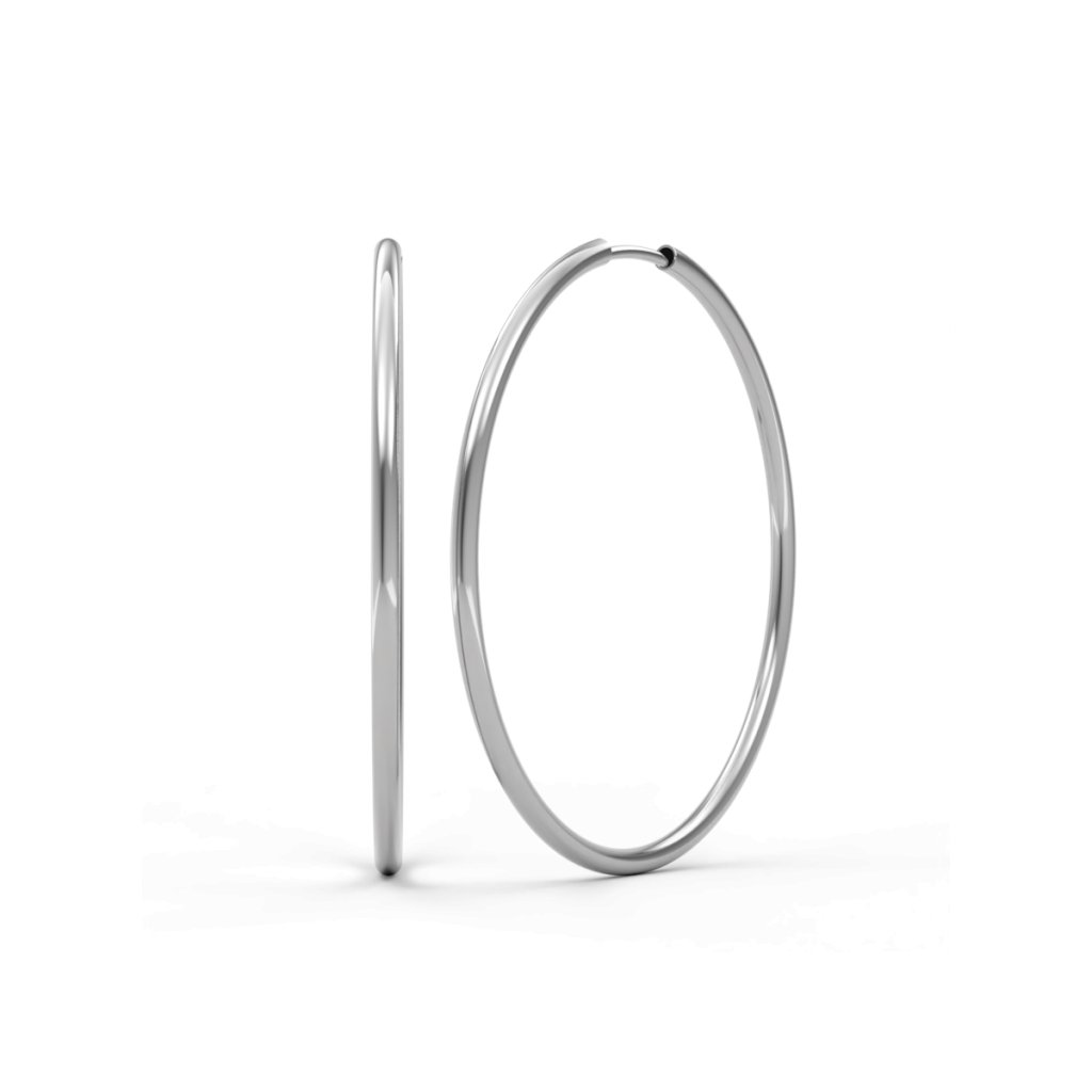 CIRCLES elegantní zlaté náušnice kruhy - průměr 4 cm bílé zlato