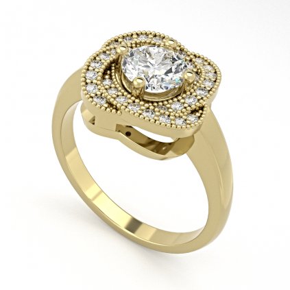 Luxusní zlatý prsten se zirkony PRECISSA žluté zlato