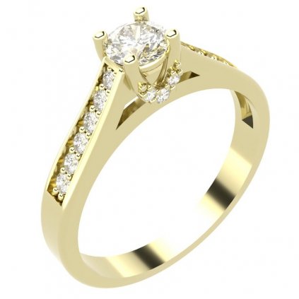 Noblesní zlatý prsten se zirkony YVONA žluté zlato
