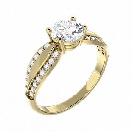 Luxusní zlatý prsten se zirkony GRACIS žluté zlato