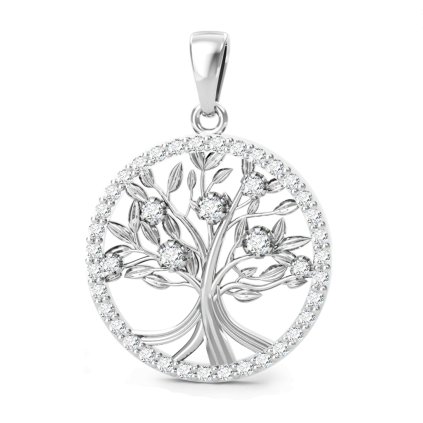 privesek strom zivota vida z bileho zlata s diamanty