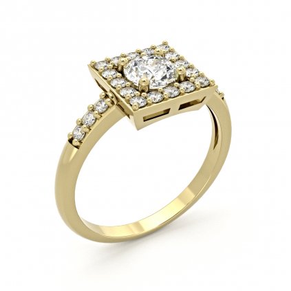 Moderní zlatý prsten se zirkony STYLISH žluté zlato
