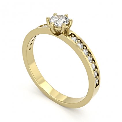 Podmanivý zlatý prsten se zirkony BIANCA žluté zlato