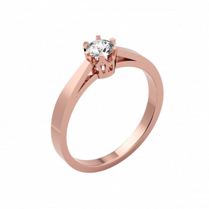 Elegantní zlatý DIAMANTOVÝ prsten COROLLA růžové zlato