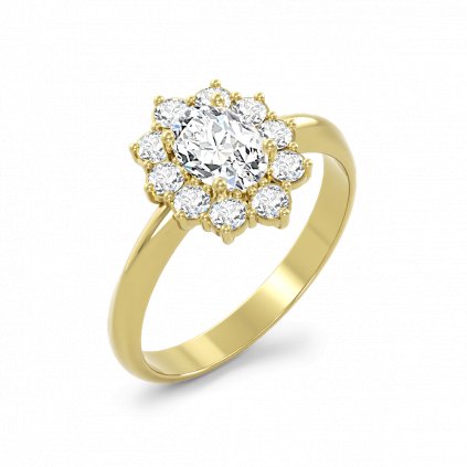Luxusní zlatý prsten se zirkony SNOWFLAKE žluté zlato
