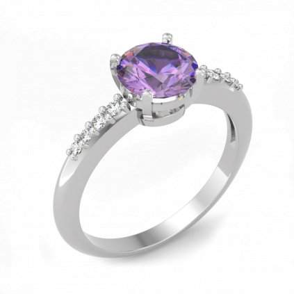 Nadčasový stříbrný prsten s fialovými zirkony GRANDI