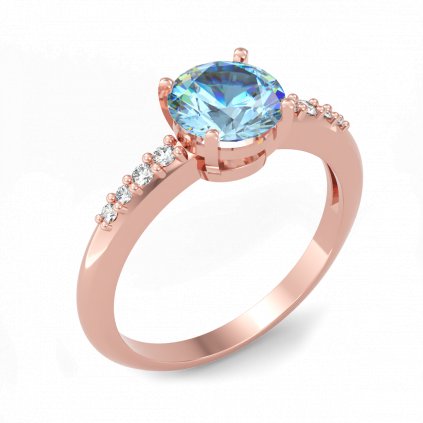 Nadčasový zlatý prsten se světle modrými zirkony GRANDI růžové zlato