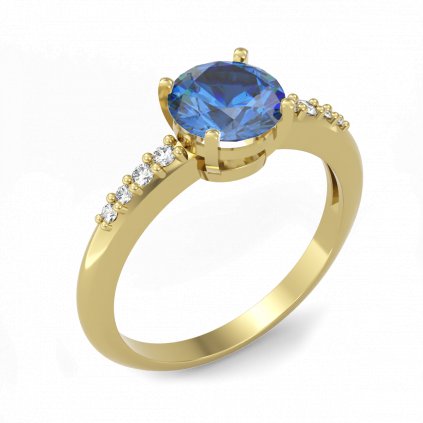 Nadčasový zlatý prsten s tmavě modrým zirkonem GRANDI žluté zlato