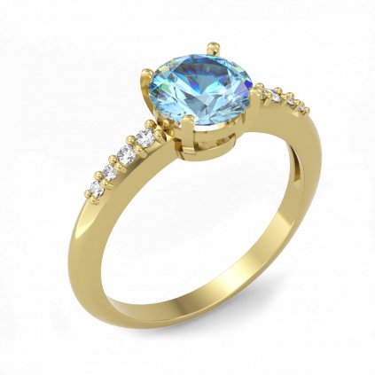 Nadčasový zlatý prsten se světle modrým zirkonem GRANDI žluté zlato