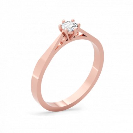 Nadčasový zlatý prsten s diamantem TEKLA růžové zlato