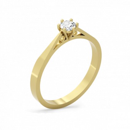 Nadčasový zlatý prsten s diamantem TEKLA žluté zlato