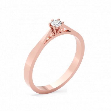 Nadčasový zlatý prsten s diamanterm TEKLA small růžové zlato
