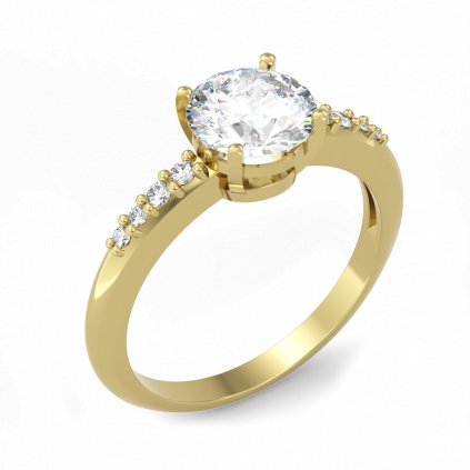 Nadčasový zlatý prsten se zirkony GRANDI žluté zlato