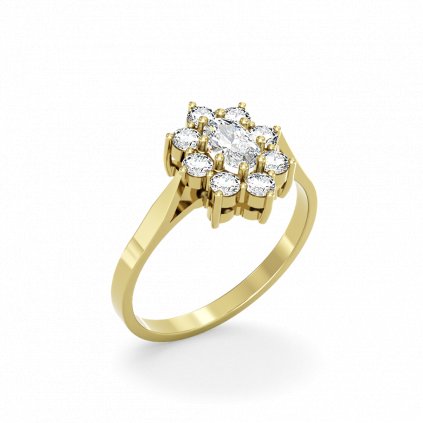 Luxusní zlatý prsten se zirkony LITTLE SNOWFLAKE žluté zlato