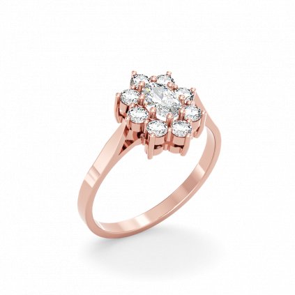 Luxusní zlatý prsten se zirkony LITTLE SNOWFLAKE růžové zlato