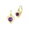 Elegantní zlaté dětské náušnice s fialovými zirkony MAGDA žluté zlato