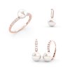Zlatá SOUPRAVA GRACIA přívěsek a náušnice na patent s prstenem se zirkony a perlami růžové zlato