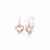 FERVICA půvabné zlaté dětské náušnice srdíčka se středně modrými zirkony růžové zlato