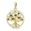 privesek strom zivota vida zluteho zlata se zelenými zirkony