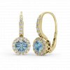 Zářivé zlaté náušnice se světle modrými zirkony FRANCY žluté zlato na patent