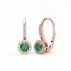 Zářivé zlaté náušničky FRANCY se zelenými zirkony z růžového zlata