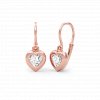 Něžné zlaté dětské náušnice se zirkony srdíčka LITTLEHEART růžové zlato