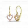 Zářivé zlaté dětské náušnice s růžovými zirkony MARIE žluté zlato