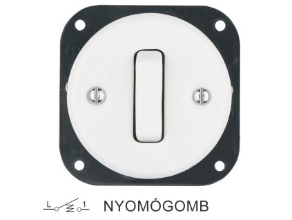 Fehér csengő nyomógomb, süllyesztett