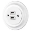 Fehér porcelán USB csatlakozó aljza - BONOLO