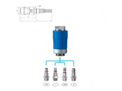 BEZPEČNOSTNÍ RYCHLOSPOJKA STL.VZDUCH S OCHRANNOU PRUŽINOU 5x8mm