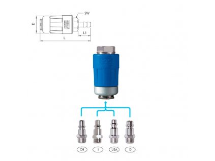 BEZPEČNOSTNÍ RYCHLOSPOJKA STL.VZDUCH S HADIČNÍKEM D10mm