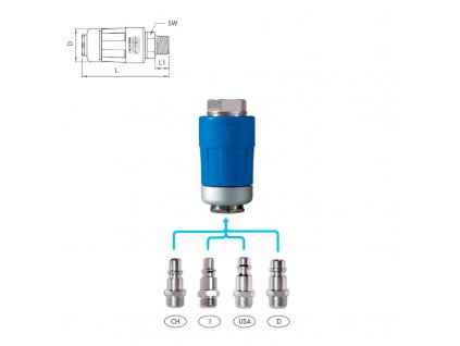 BEZPEČNOSTNÍ RYCHLOSPOJKA STL.VZDUCH 1/4" vnější závit