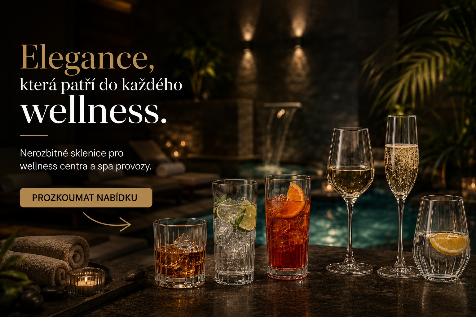 Každý detail tvoří dokonalý wellness zážitek: nerozbitné sklenice pro wellness a spa