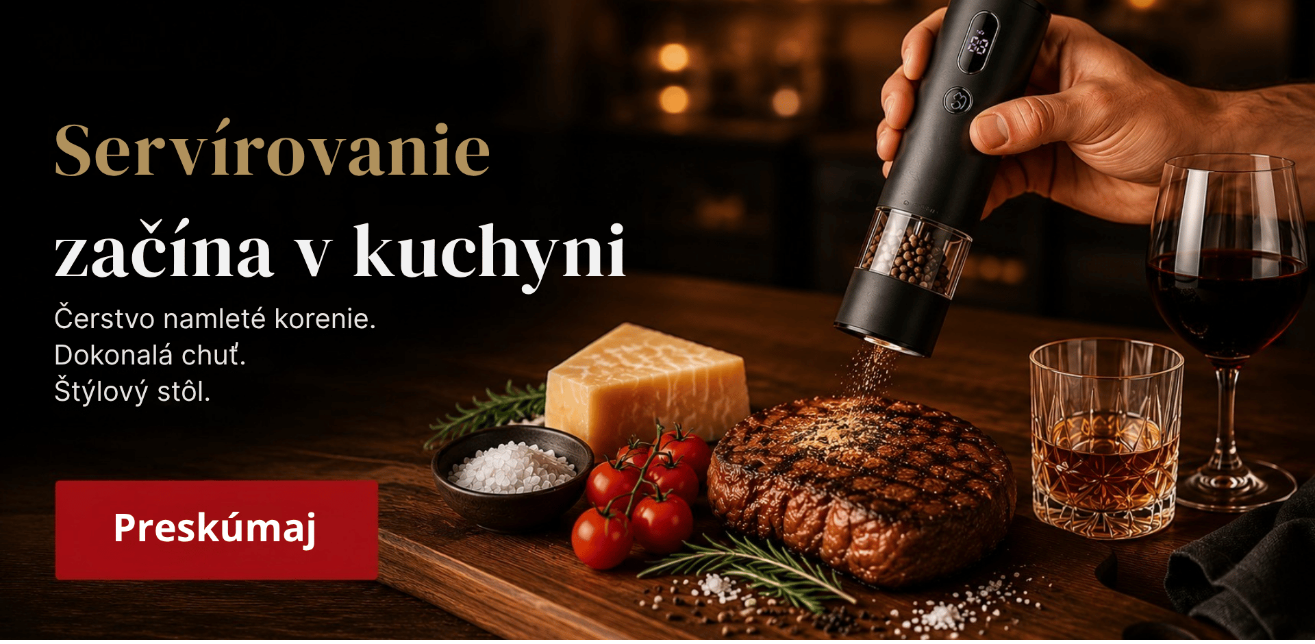 Elektrické mlynčeky na servírovanie v kuchyni