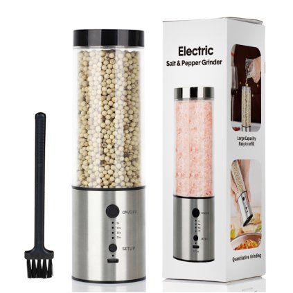 Adjustable Electric Salt and Pepper Grinder Silver