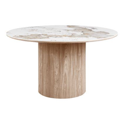 Athens Dining Table — White / Brown