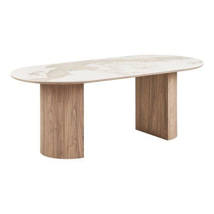 Athens Dining Table — White / Brown
