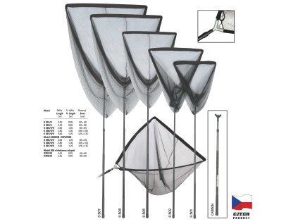Podběrák model  S 300 z epoxidového sklolaminátu (Název S 305/9/V, Délka 1,10-2,60 m, Velikost ramen 85 x 85 cm)