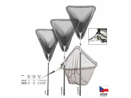 Podběrák model S 800 - ALUMINIUM (Název S 802/2/Al dvoudílný, Délka 0,75-1,80m, Velikost ramen 55 x 55 cm)